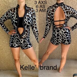 Black/silver biketard